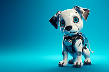 Toy robot dog on a blue background 