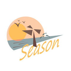 Beach and sea in a minimalist style