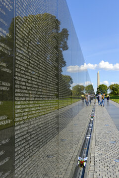 The Vietnam War Memorial wall in Washington DC