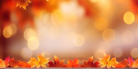 Naklejka na ściany i meble Maple Delight Enchanting Autumn Bokeh Leaves, Generative AI