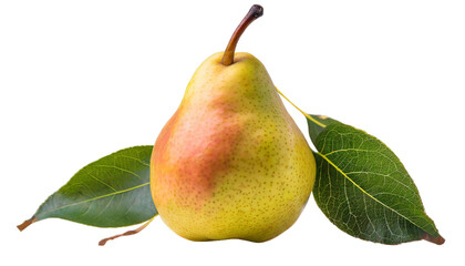 A Pear with Leaf Isolated on a Transparent Background Png