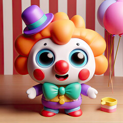 clown with balls on a colored background 3d character. ai generative