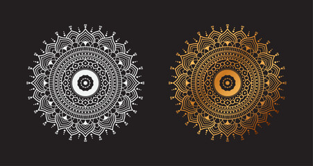Ornamental Geometric luxury mandala pattern vector design golden and White © GFXhouse