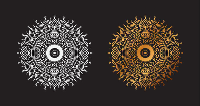 Ornamental Geometric luxury mandala pattern vector design golden and White