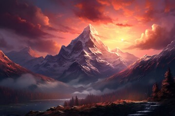 Breathtaking sunrise over majestic mountains