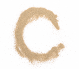 Sand alphabet letter C, symbol isolated on white, clipping path
