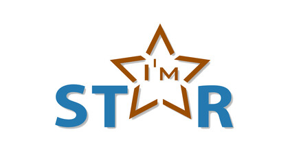 text i am a star on white background