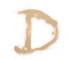  Sand alphabet letter D, symbol isolated on white, clipping path
