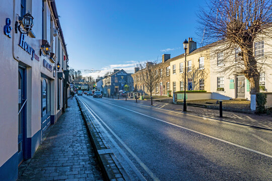 Leixlip. Ireland, 20th January 2020. Main Street Leixlip, a town where Arthur Guinness opened his first brewery in 1756.