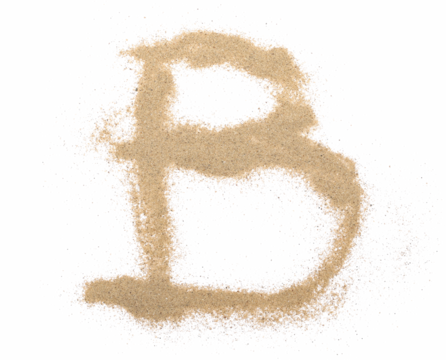 Sand alphabet letter B, symbol isolated on white, clipping path

