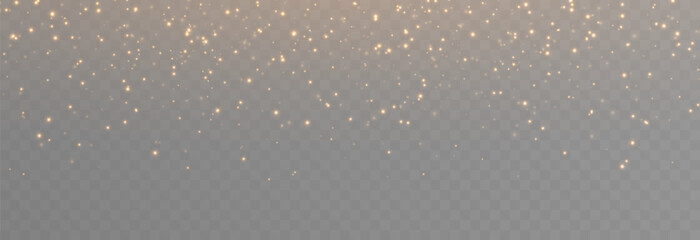 Vector gold sparkles on an isolated transparent background. Atomization of golden dust particles png. Glowing particles png. Gold dust. Light effect. - obrazy, fototapety, plakaty