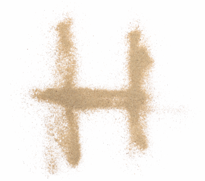 Sand alphabet letter H, symbol isolated on white, clipping path

