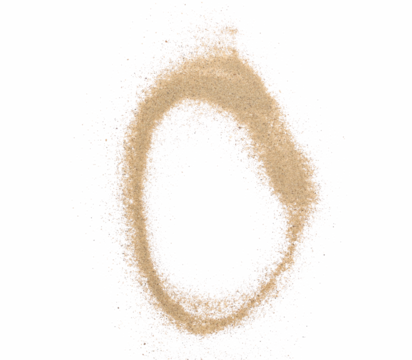 Sand alphabet letter O, symbol isolated on white, clipping path
