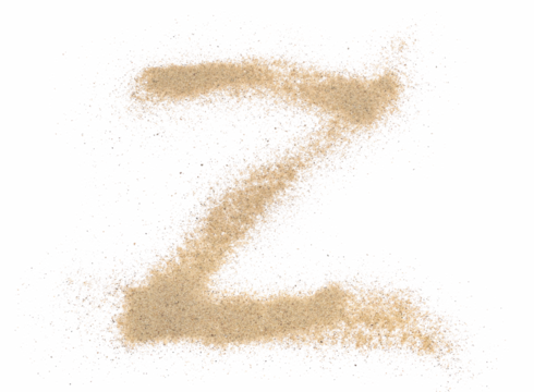 Sand alphabet letter Z, symbol isolated on white, clipping path
