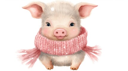  a little pig wearing a pink scarf and a pink knitted cowgirl cowgirl cowgirl cowgirl cowgirl.