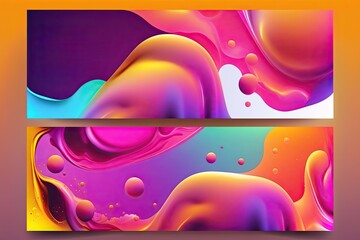 Set of horizontal banners with abstract colorful background
