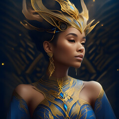 Naklejka premium A portrait of a majestic dragon queen