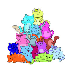 a Funny cats in a pile