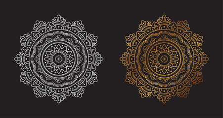 Ornamental Geometric luxury mandala pattern vector design golden and White
