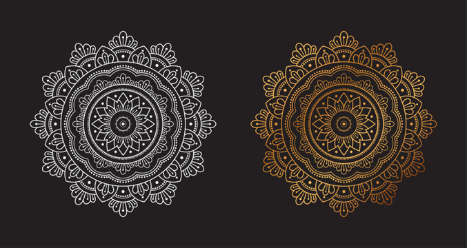 Ornamental Geometric luxury mandala pattern vector design golden and White