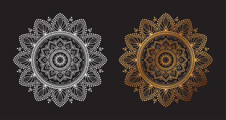 Ornamental Geometric luxury mandala pattern vector design golden and White