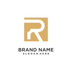 R letter design element icon with creative modern concept