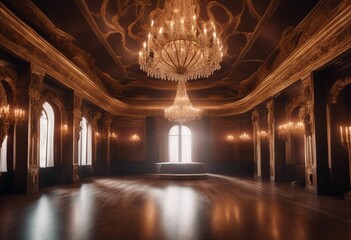 Fototapeta premium Enchanting Fairytale Ballroom in the King's Castle Captivating Theater Stage Scene with Regal Ambiance