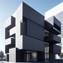 Modern stylish minimalistic architecture of beautiful buildings,Generative AI