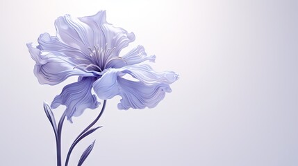  a close up of a blue flower on a white background with a blurry image of a flower in the background.