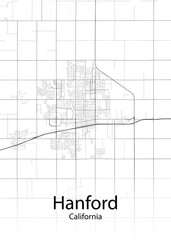 Hanford California minimalist map
