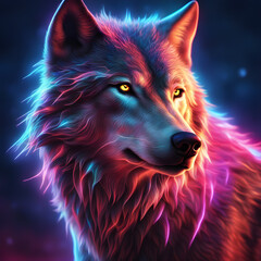 Naklejka premium A colorful portrait of a wolf