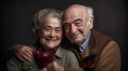 Starsze małżeństwo - uśmiechnięci dziadkowie (portret)