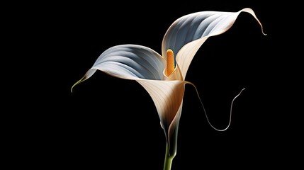  a close up of a flower on a black background with a black background and a white flower in the center.