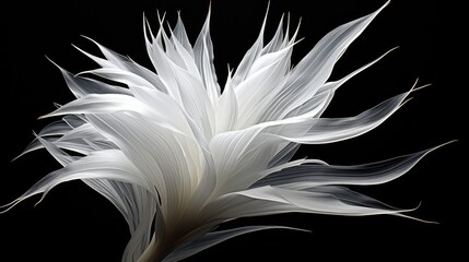  a white flower on a black background with long, thin, thin, thin, thin, and thin petals.