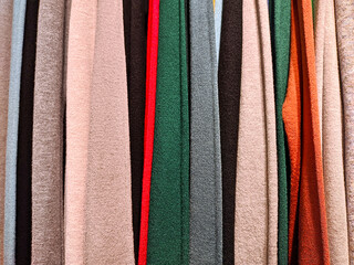 selection of colorful fabrics in the store