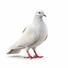 White Dove Isolated on White Background. Generative ai