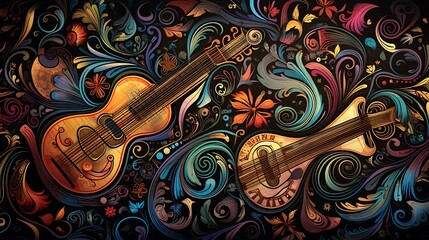 A representation of harmony, where different musical notes and instruments are artistically blended...