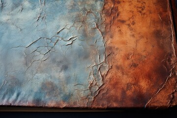 Close-up of a soft, worn leather book cover with natural patina