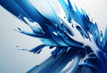Abstract artwork blue and white dreamy
