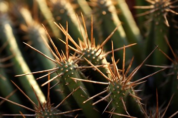 Close-up of cactus spines at high noon