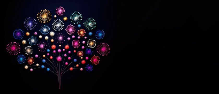 Abstract Fireworks On Dark Background. 