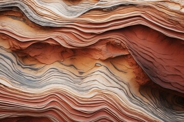 Close-up of intricate desert rock layers revealing geological history - obrazy, fototapety, plakaty