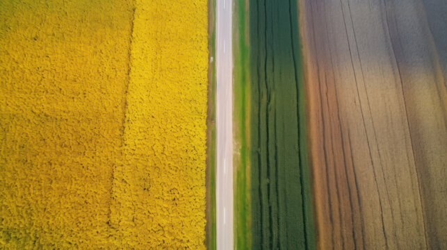 Aerial abstract view of a country agricultural landscape