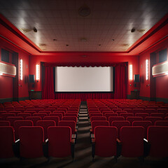 Fototapeta premium an empty auditorium in a theater or cinema, rows of chairs without people.