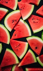 colorful slices of watermelon on a table