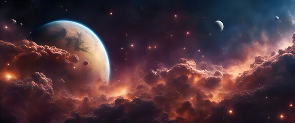 Night sky with moon and stars. 3D illustration. Elements of this image furnished by NASA