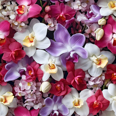 seamless pattern with orchids. colorful floral background. exotic tropical flowers.