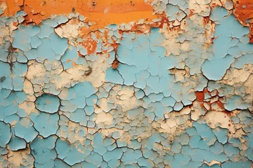 Zelfklevend Fotobehang Cracked paint texture on a vintage car garage © Dan
