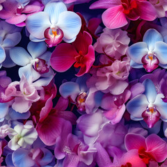 seamless pattern with orchids. colorful floral background. exotic tropical flowers.