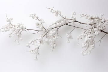 Cascading snowberry branches against a stark white backdrop